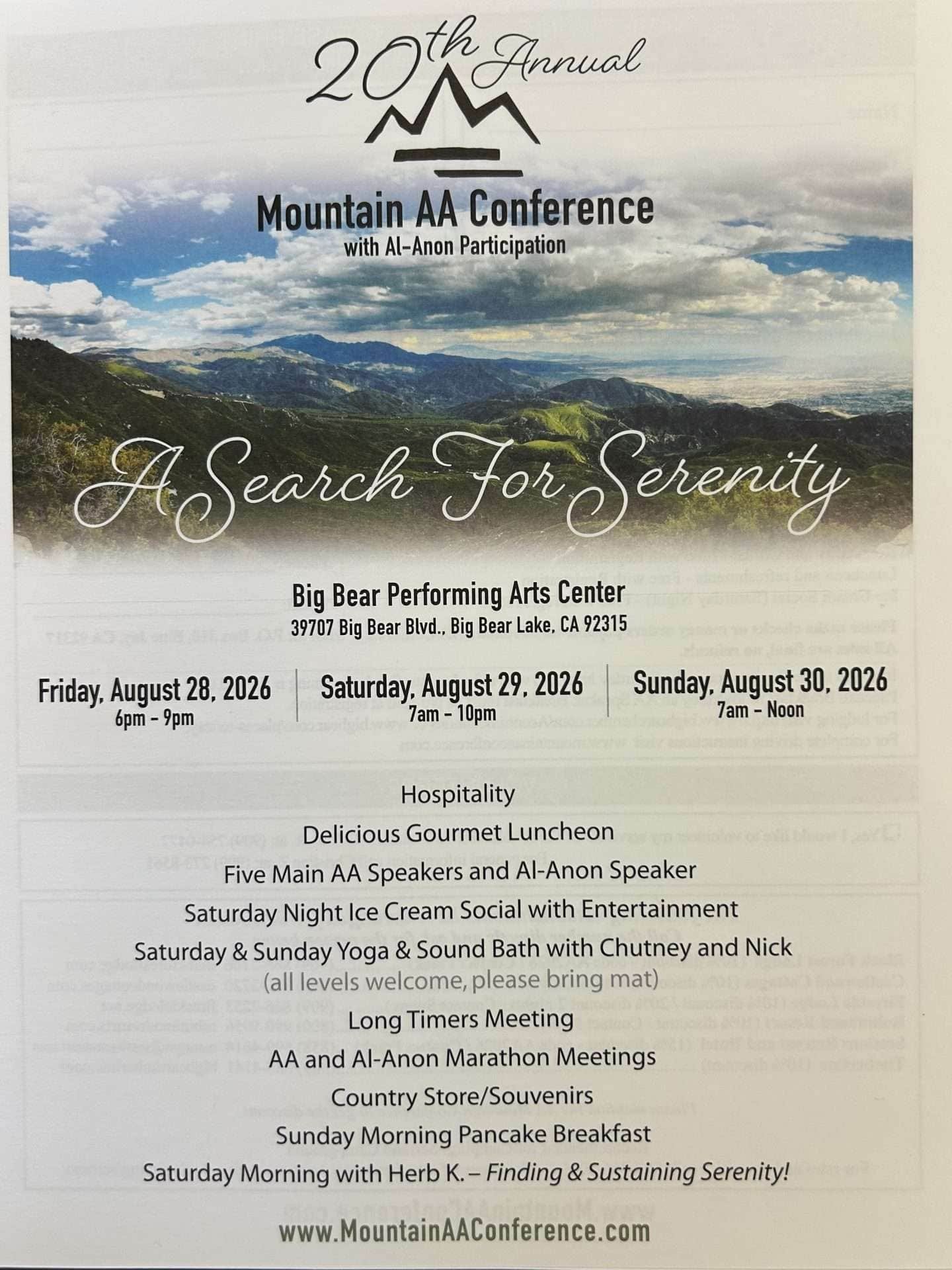 20Th Annual Mountain Aa Conference