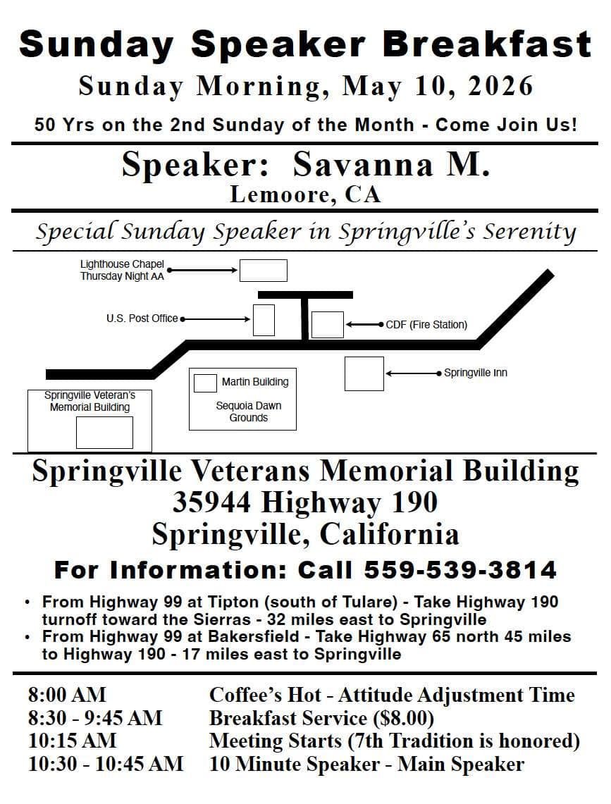 Sunday Speaker Breakfast Flyer