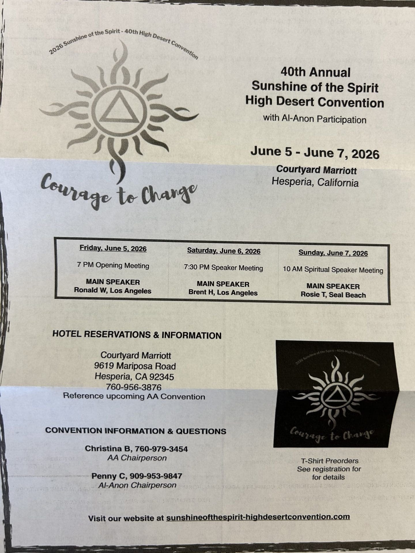 Convention Schedule And Contact Information