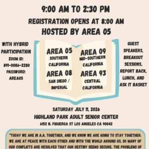 Green Flyer For 4 Areas Dcm Sharing Session, July 11 2026 At Highland Park Adult Senior Center, Los Angeles Ca.