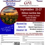 Flyer For Aa Bridging The Gap Temporary Contacts Workshop Weekend, September 25-27 2026 At Hilton Garden Inn, Olathe Ks.