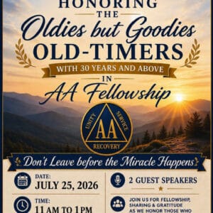 The Palmdale Group – Honoring The Oldies But Goodies Old-Timers (30+ Years) (Online) 2 Aa Flyer For The Palmdale Group Honoring Old-Timers With 30+ Years, July 25 2026 In Palmdale Ca.