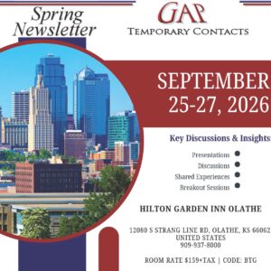 Flyer for AA's Bridging the Gap Temporary Contacts event, Sept 25-27 2026 at Hilton Garden Inn Olathe, KS.
