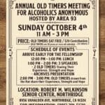 Flyer For The Annual Old Timers Meeting, October 4 2026, At Wilkinson Senior Center In Northridge, Ca, Hosted By Area 93.