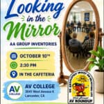Flyer For District 7 Workshop &Quot;Looking In The Mirror&Quot; Aa Group Inventories, October 10 2026 At Antelope Valley College, Lancaster Ca.